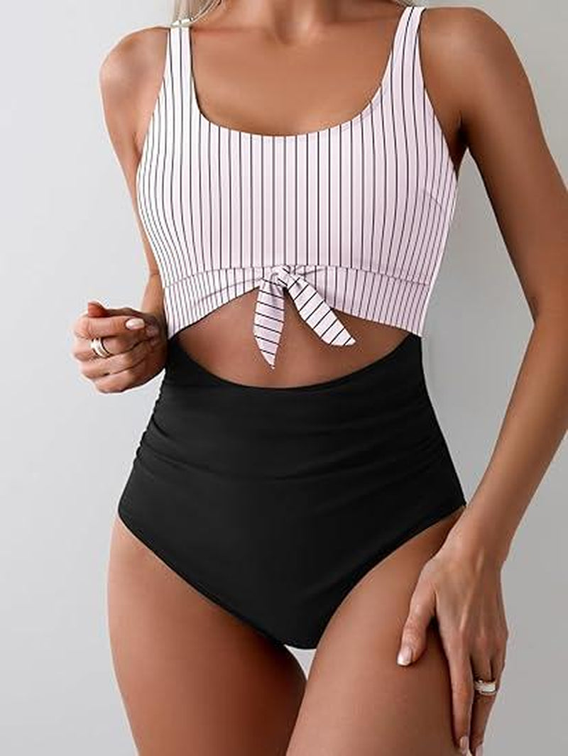 Eomenie Women'S One Piece Swimsuit Tummy Control Slimming Bathing Suit Cutout Tie Knot Swimwear Outdoorfun