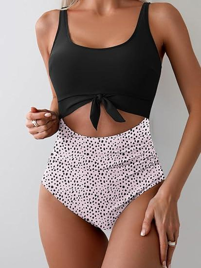 Eomenie Women'S One Piece Swimsuit Tummy Control Slimming Bathing Suit Cutout Tie Knot Swimwear Outdoorfun