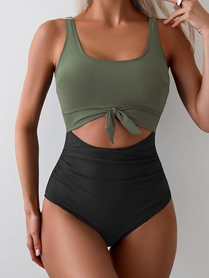 Eomenie Women'S One Piece Swimsuit Tummy Control Slimming Bathing Suit Cutout Tie Knot Swimwear Outdoorfun
