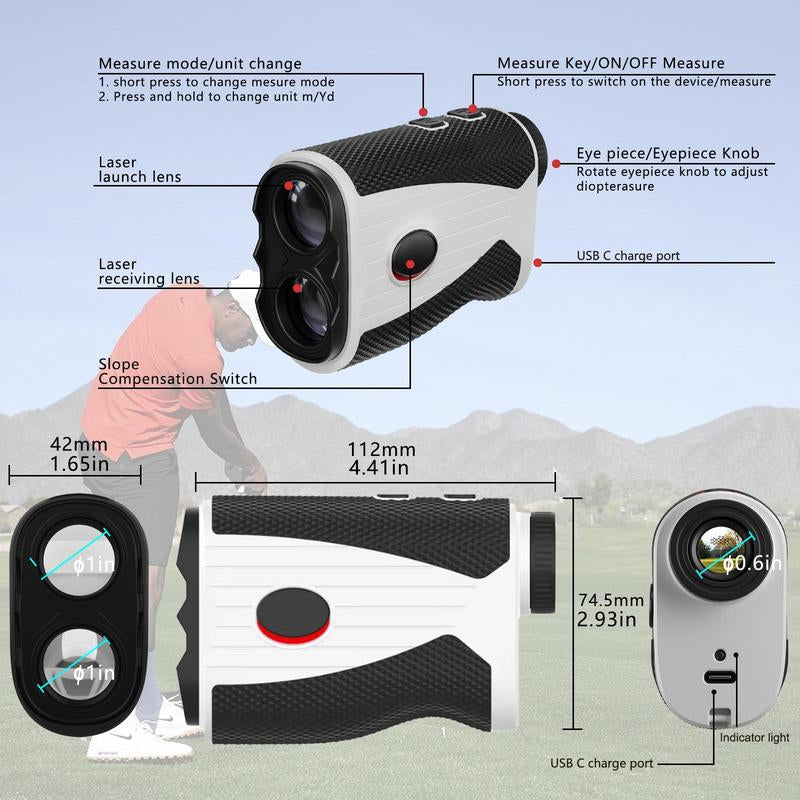 Golf Rangefinder, 1 Count 1200 Yard Golf Laser Rangefinder, 7X Magnification Golf Distance Rangefinder with Magnetic Holder, Perfect for Golf Enthusiast, Golf Accessories, Travel Essentials