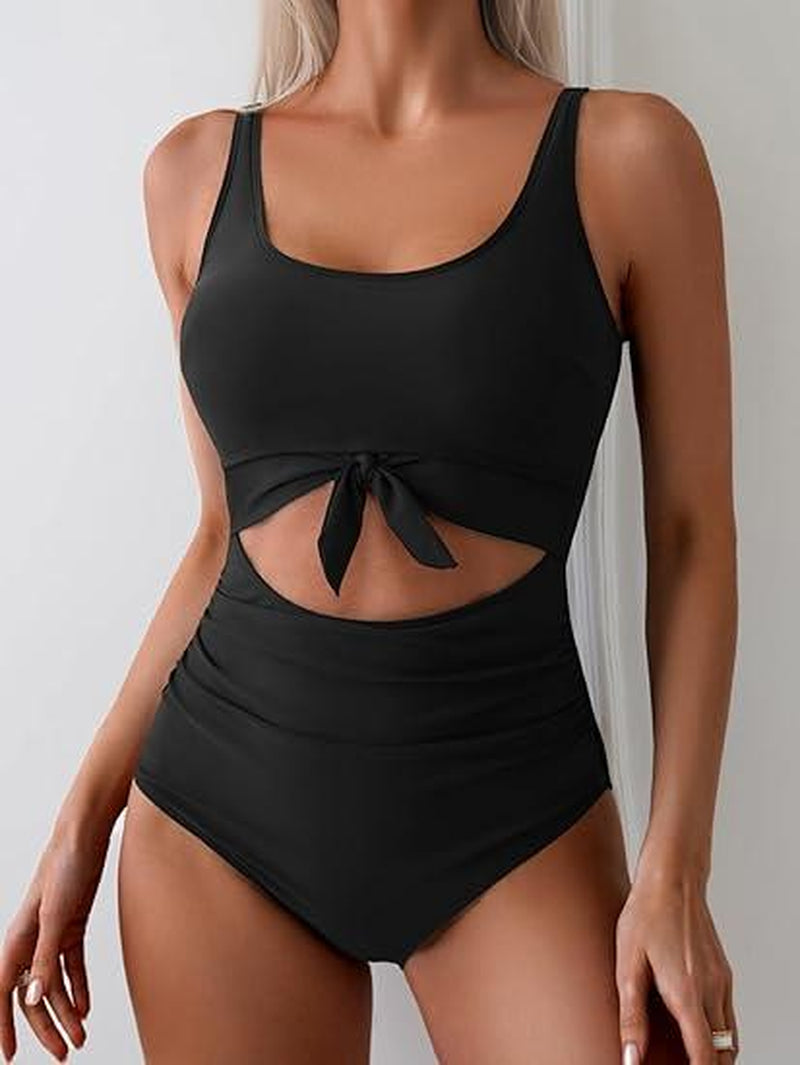 Eomenie Women'S One Piece Swimsuit Tummy Control Slimming Bathing Suit Cutout Tie Knot Swimwear Outdoorfun
