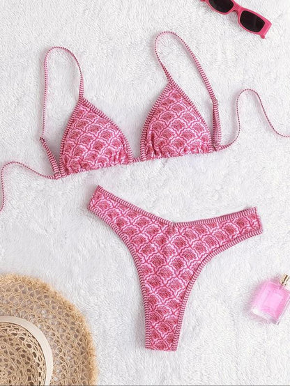 Women'S Leopard & Fruits Print Bikini Set, Casual Fashion Chic Swimwear Set for Beach Holiday Vacation, Ladies Swimsuit for All Seasons, Bikinis Sets, Bikini Outfits, Bathing Suits